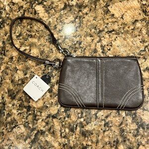 NWT Coach Brown Leather Wristlet